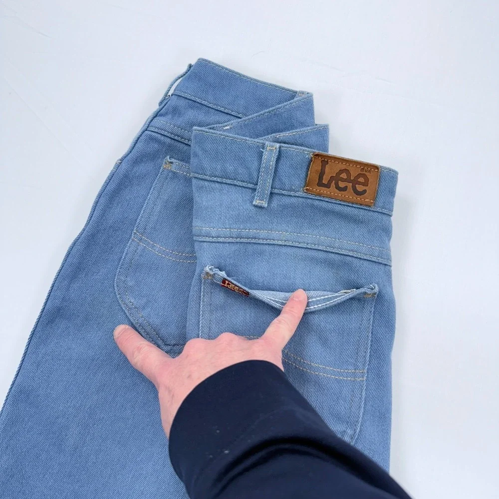 Vintage Lee Riders Jeans Men Straight Leg 36x30 Made USA Cotton Blend Blue Denim